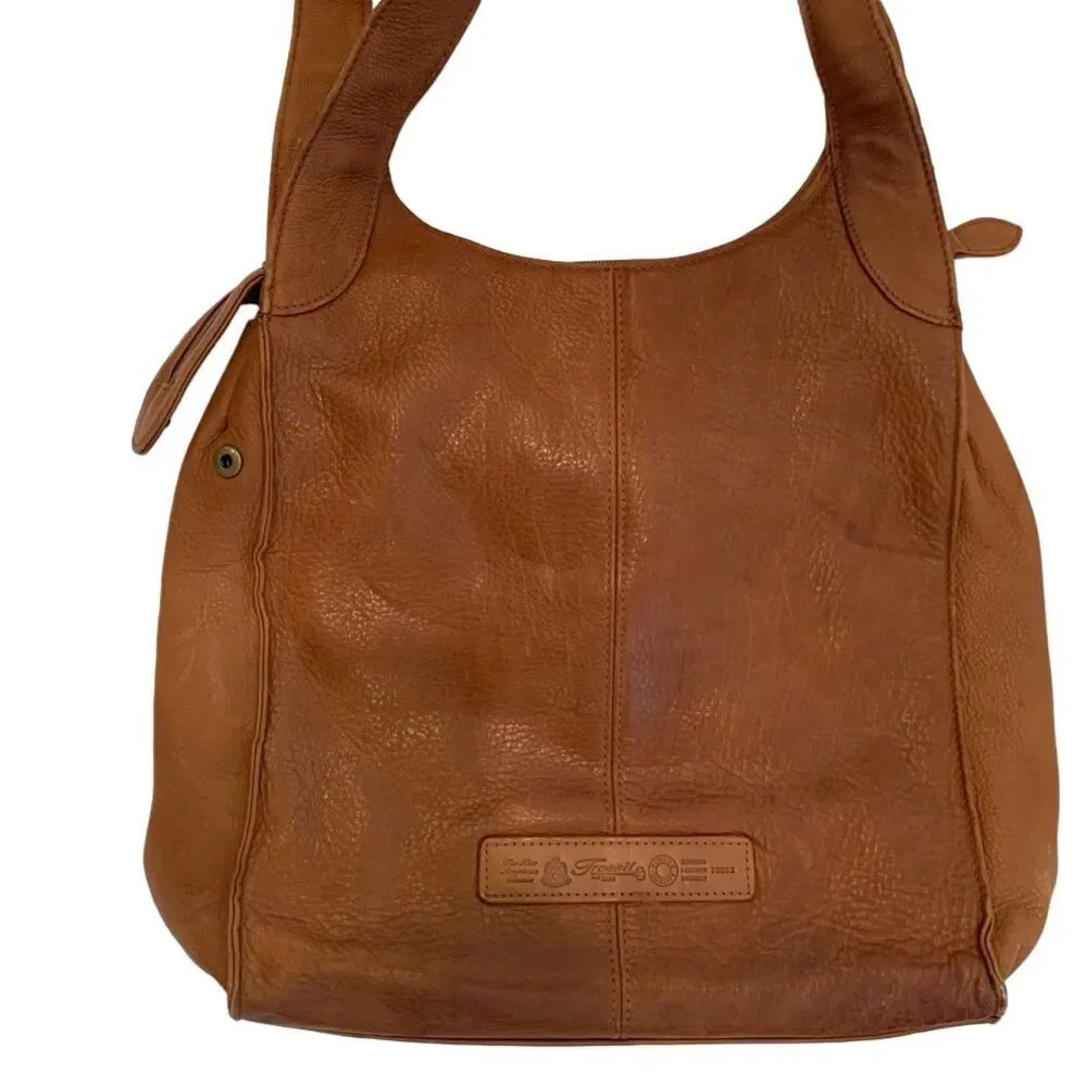 EUC Fossil Vintage Brown Leather Hobo Shoulder Bag with Multiple Pockets